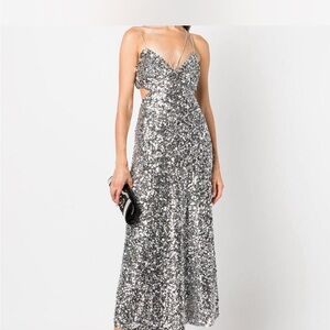 Silver Sequin Evening Dress